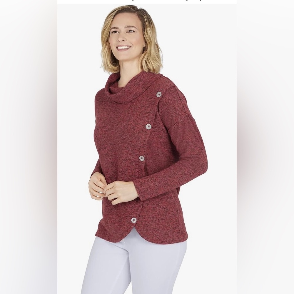 Ruby Rd. Women's Cozy Button Overlay Top small - Picture 2 of 11